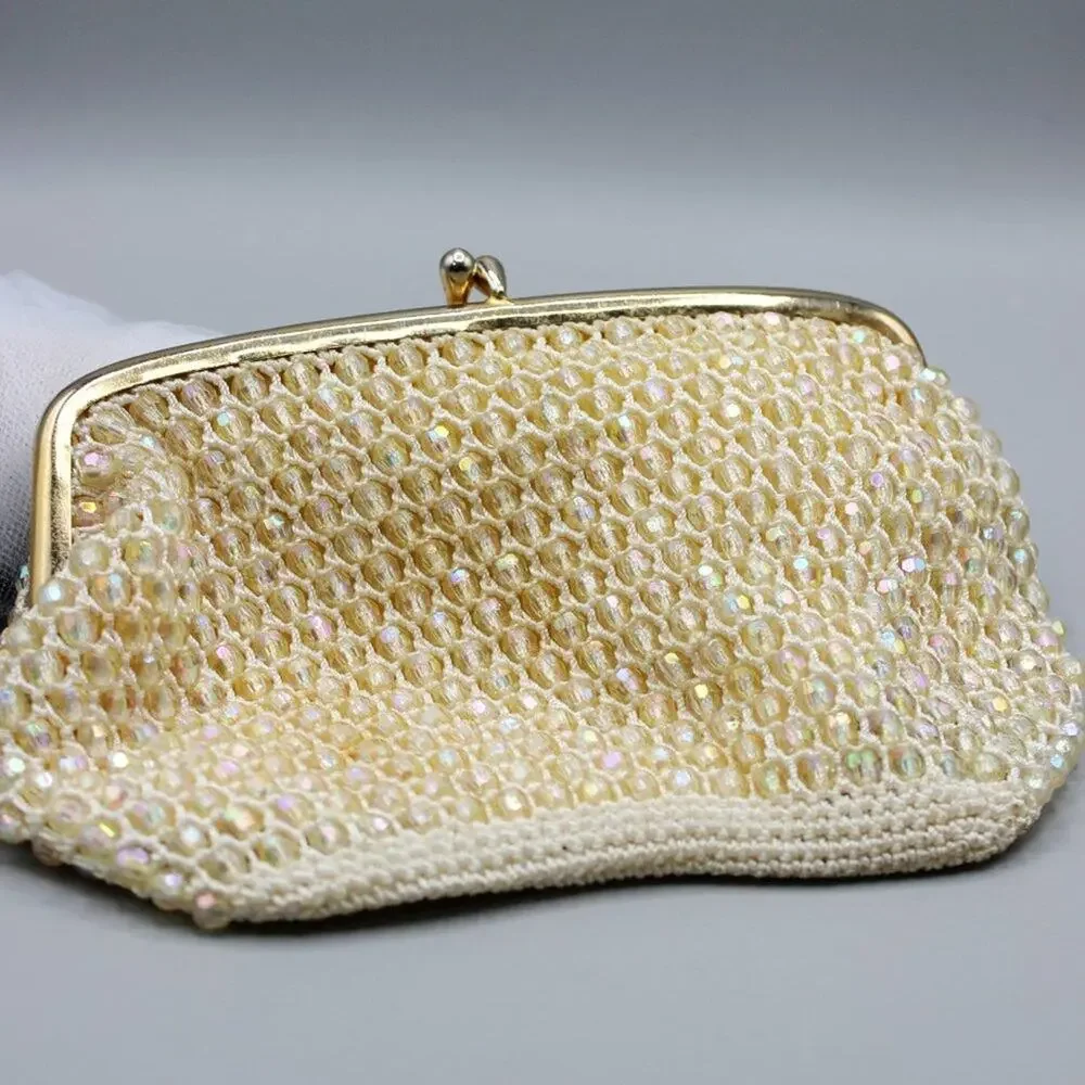 Amazing Vintage Man Made Beaded Clutch Made in Hong Kong Intricate Design